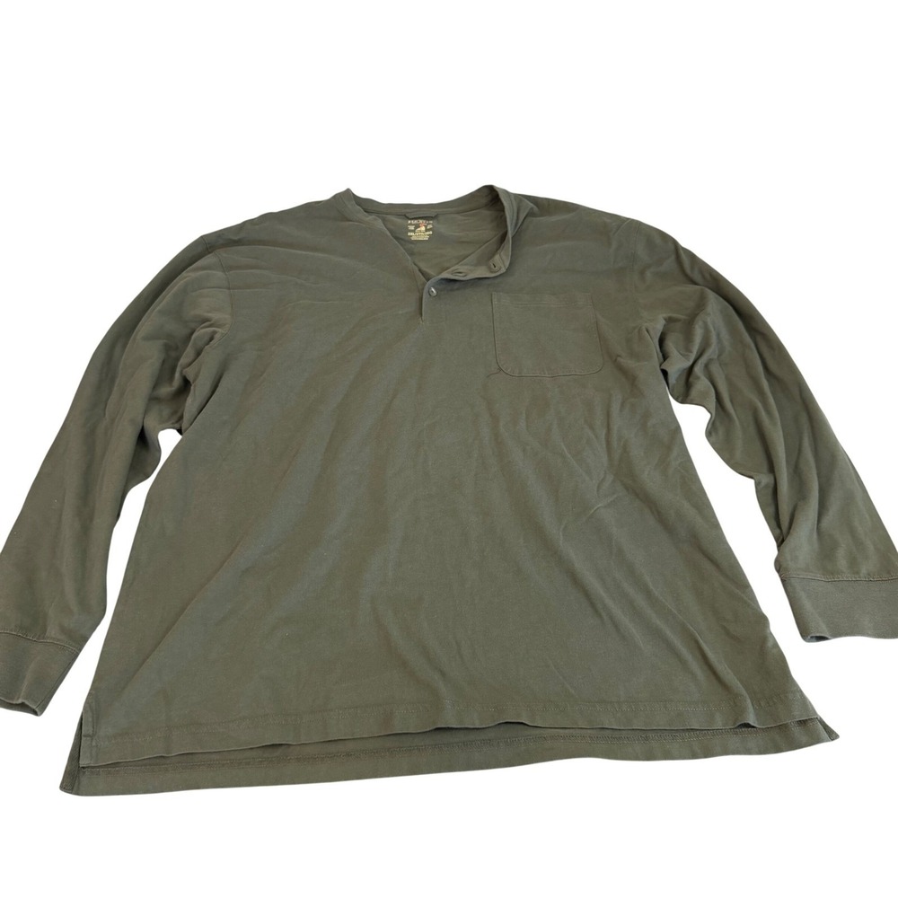 RedHead Brand Co Mens 2XL Olive Green LongSleeve HenleyPocket Shirt Field Tested